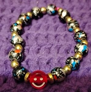 Chic Black and Blue Bracelet with Distinctive Smiley Design